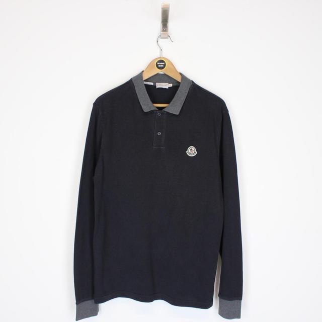 Moncler Maglia Manica Lunga Black and Grey Long Sleeve Polo Shirt