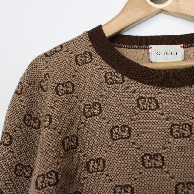 Gucci Brown GG Monogram Wool Knit Jumper