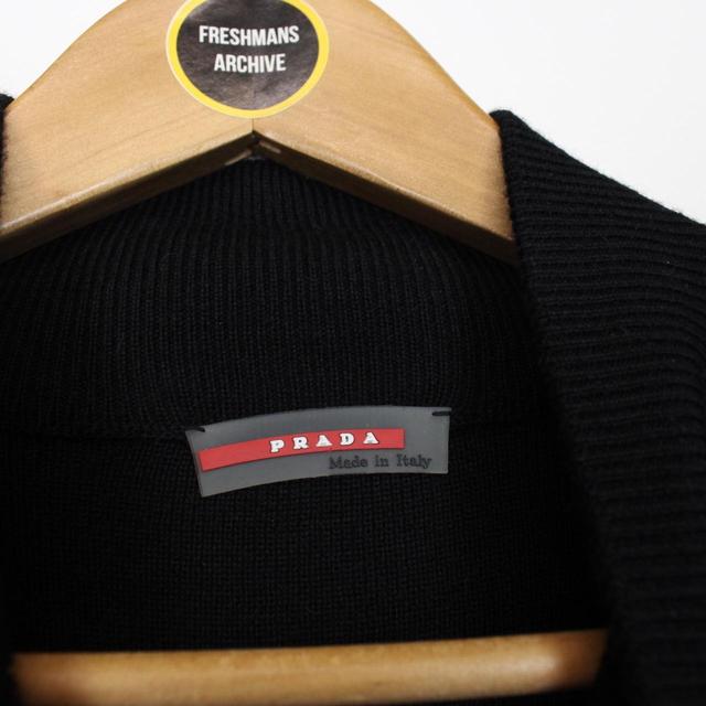 Vintage 00s Prada Sport Black Wool Knit 1/4 Zip Jumper