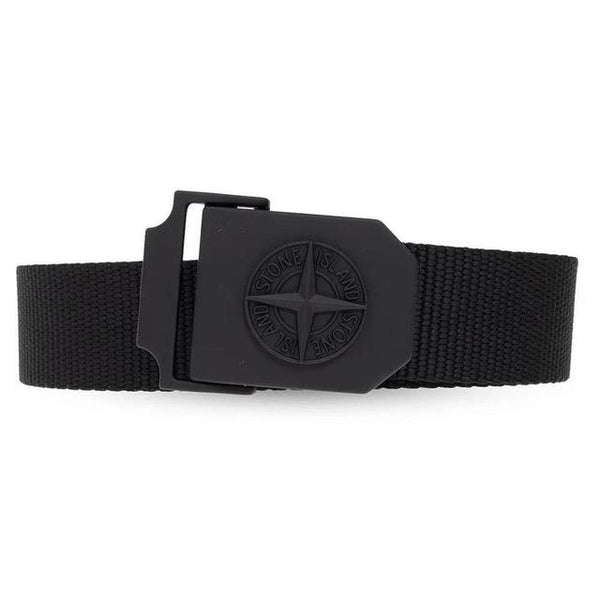 Stone Island Black Compass Logo Buckle Belt