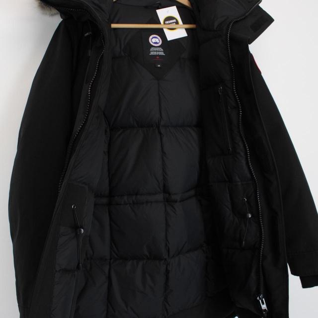 Canada Goose Black Langford Down Parka Coat with Fur Trim