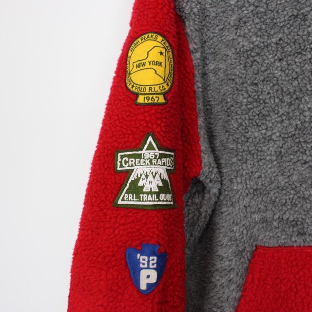 Polo Ralph Lauren Grey and Red Mountain Expedition Sherpa Fleece Hoodie