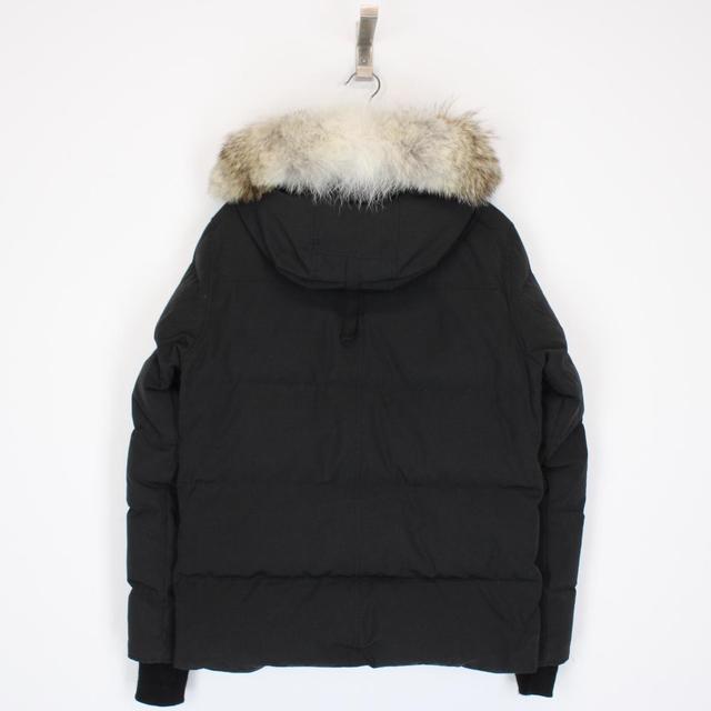 Canada Goose Black Wyndham Parka Black Label Down Jacket with Fur Trim