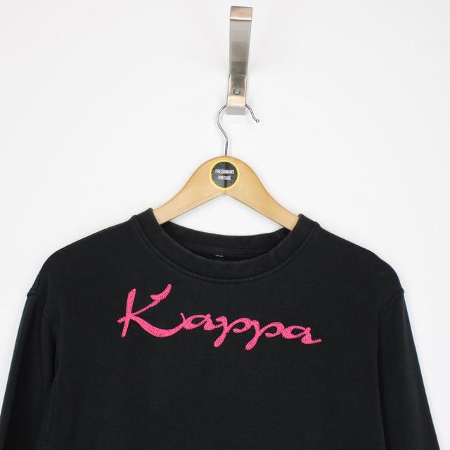 Vintage 00s Kappa Black and Pink Spellout Sweatshirt Jumper