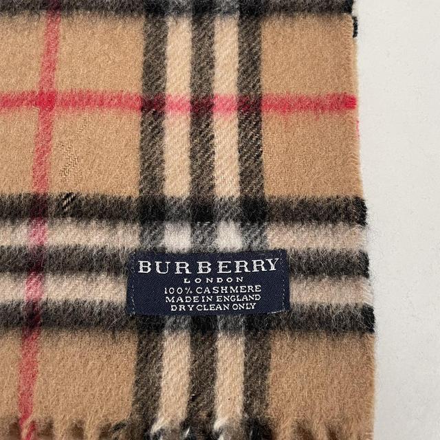 Vintage 90s Burberry Tan Brown Nova Check Cashmere Scarf