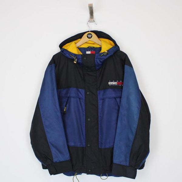 Vintage 90’s Tommy Hilfiger Navy Blue Spellout Full Zip Fleece Lined Waterproof