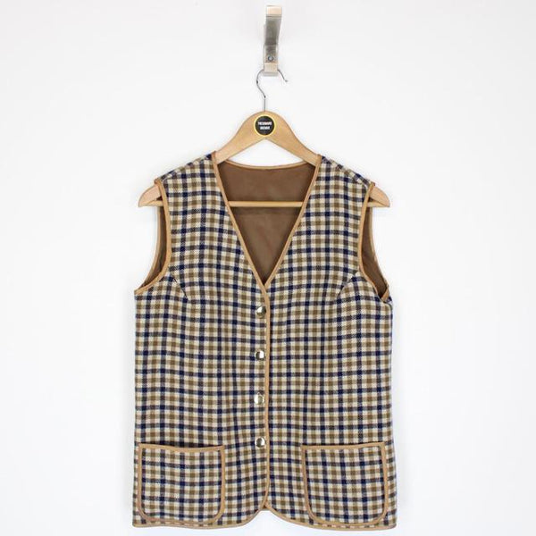 Vintage 90s Aquascutum House Check Wool Waistcoat Vest