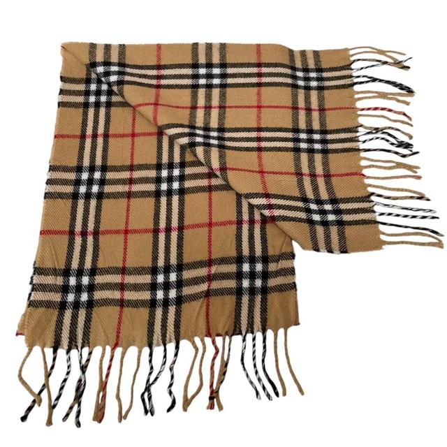 Vintage 90s Burberry Beige Nova Check Lambswool Scarf