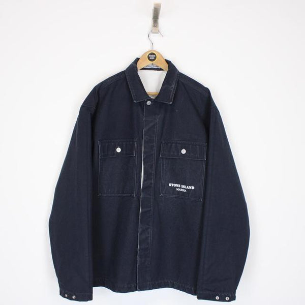 Stone Island Marina AW 2023 Navy Blue Button Up Denim Jacket