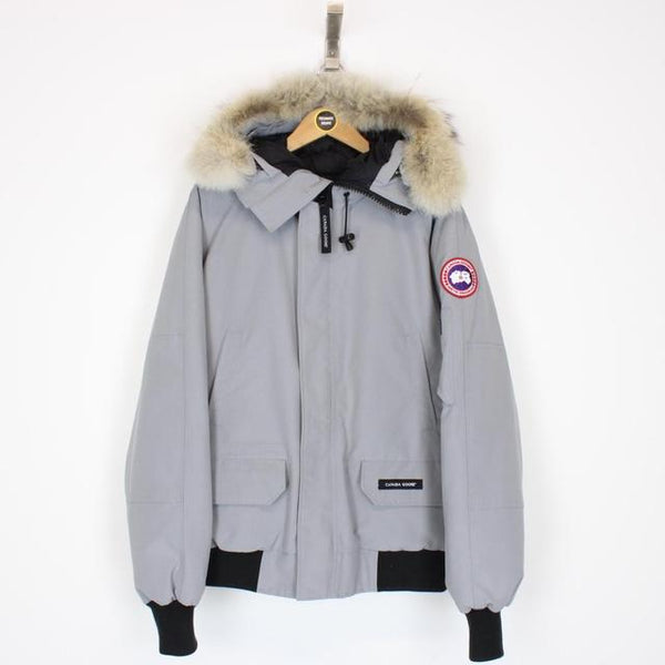 Canada Goose Grey Chilliwack Bomber Down Jacket with Fur Trim