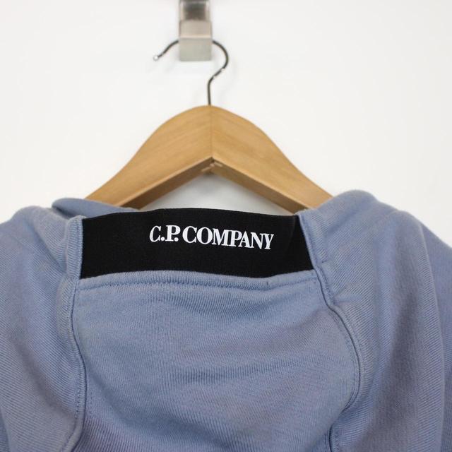 CP Company Blue Diagonal Fleece Cotton Hoodie Jumper