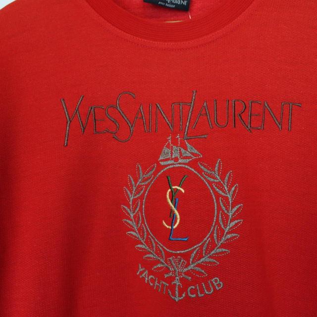 Vintage 90s Yves Saint Laurent Red Spellout Sweatshirt Jumper