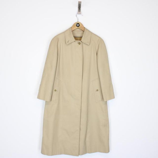 Vintage 80s Burberry Tan Brown Nova Check Single Breasted Trench Coat