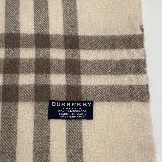 Vintage 90s Burberry Beige Nova Check Lambswool Scarf