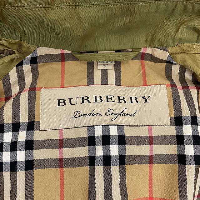 Burberry Green Nova Check Side-Slit Single Breasted Belted Gabardine Trench Coat