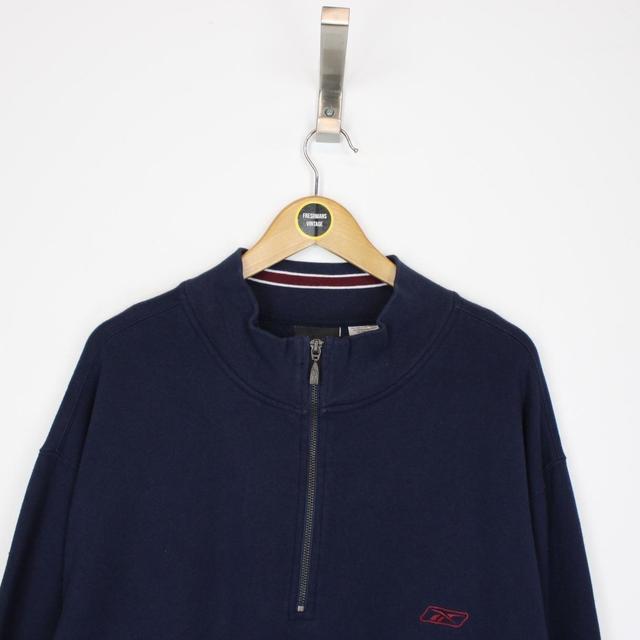 Vintage 00s Reebok Navy Blue 1/4 Zip Sweatshirt Jumper