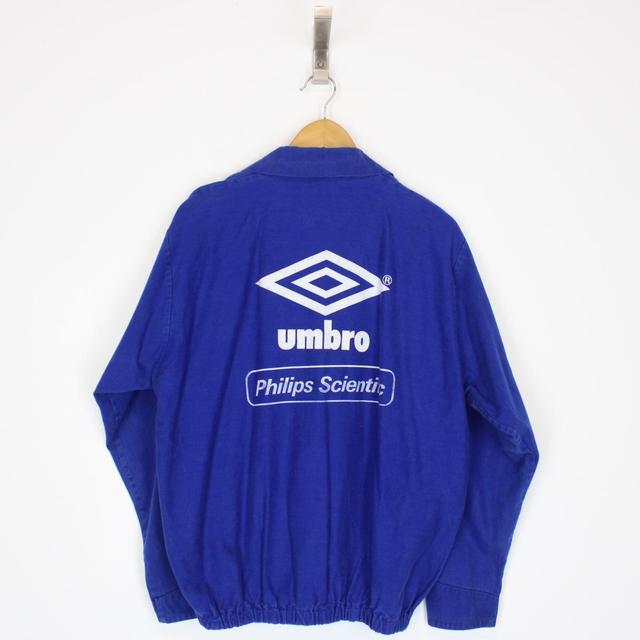 Vintage 90s Umbro Blue and White Spellout Pullover Jacket