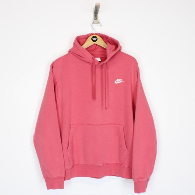 Nike Pink and White Spellout Hoodie Jumper