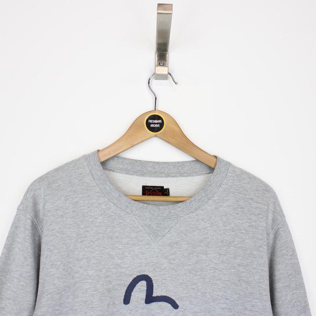 Evisu Grey and Navy Blue Seagull Print Cotton Sweatshirt Jumper