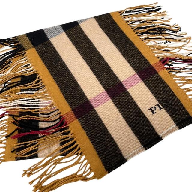 Burberry Prorsum Multicoloured Nova Check Cashmere Wool Fringe Scarf