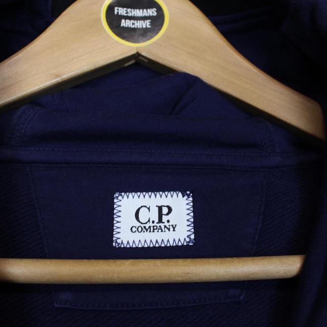 CP Company Navy Blue Diagonal Fleece Cotton Hoodie Jumper