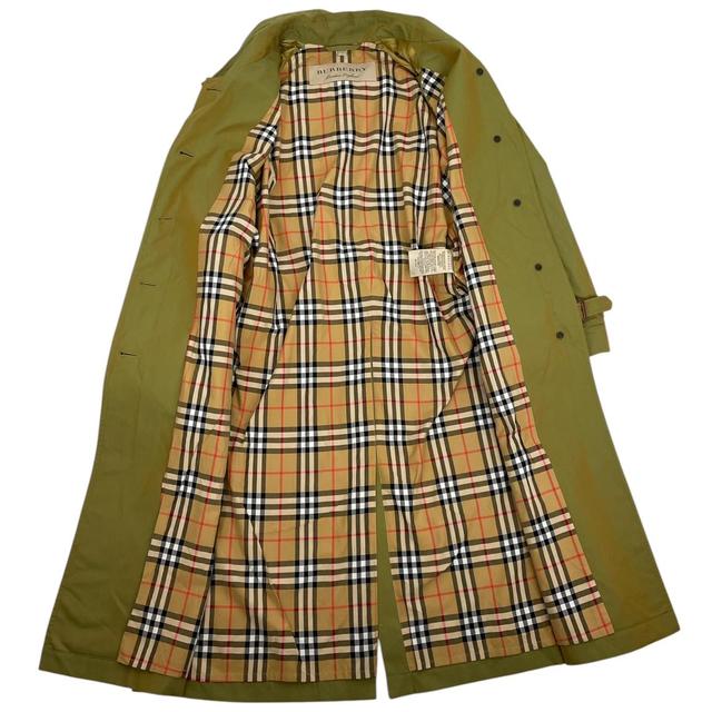 Burberry Green Nova Check Side-Slit Single Breasted Belted Gabardine Trench Coat