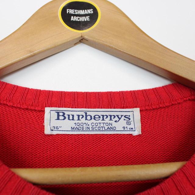 Vintage 90s Burberry Red Cotton Knit Sweatshirt Jumper