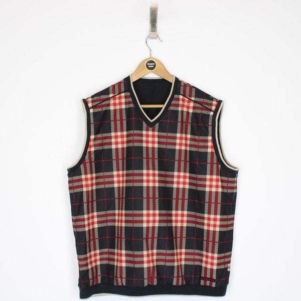 Burberry Golf Black, Red and Cream Nova Check Reversible Vest Jacket