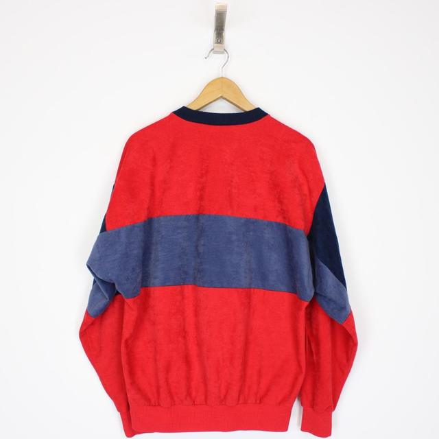 Vintage 90s Le Coq Sportif Red and Blue Spellout Sweatshirt Jumper