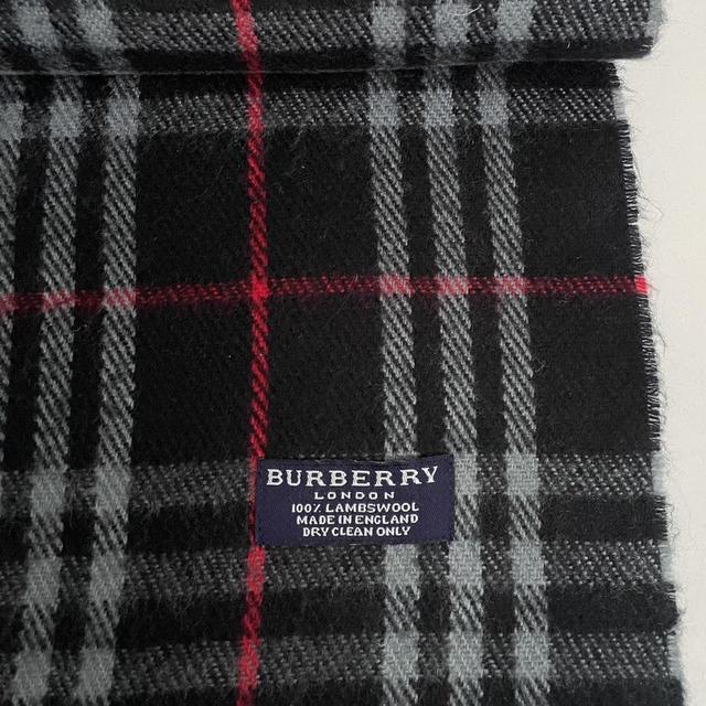 Vintage 90s Burberry Black Nova Check Lambswool Scarf