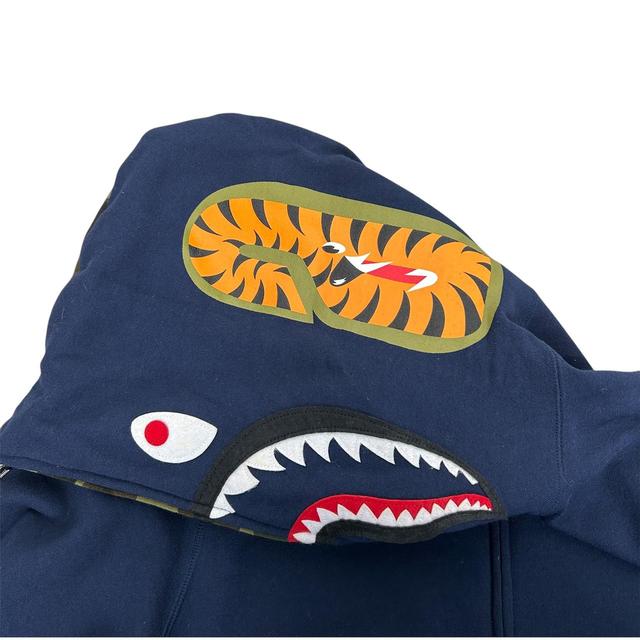 Bape Navy Blue and 1st Camo Full Zip WGM Shark Hoodie Jumper