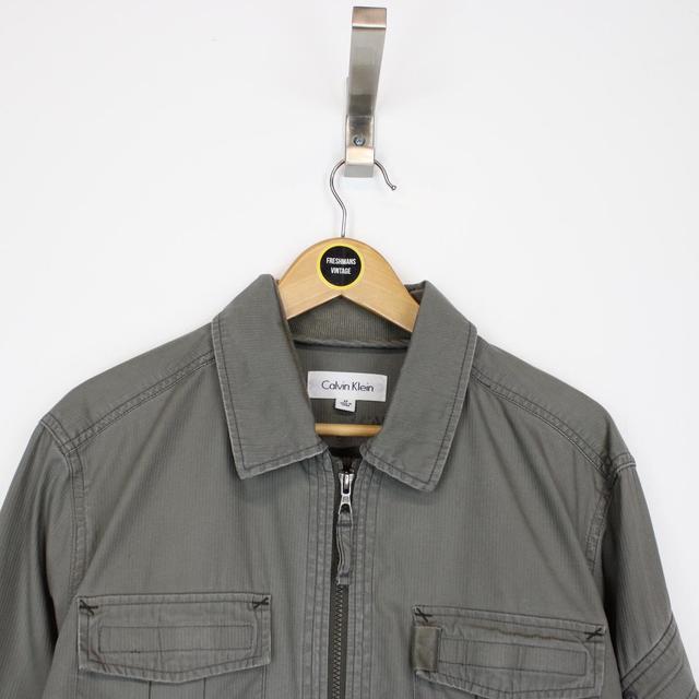 Calvin Klein Khaki Green Full Zip Overshirt Jacket