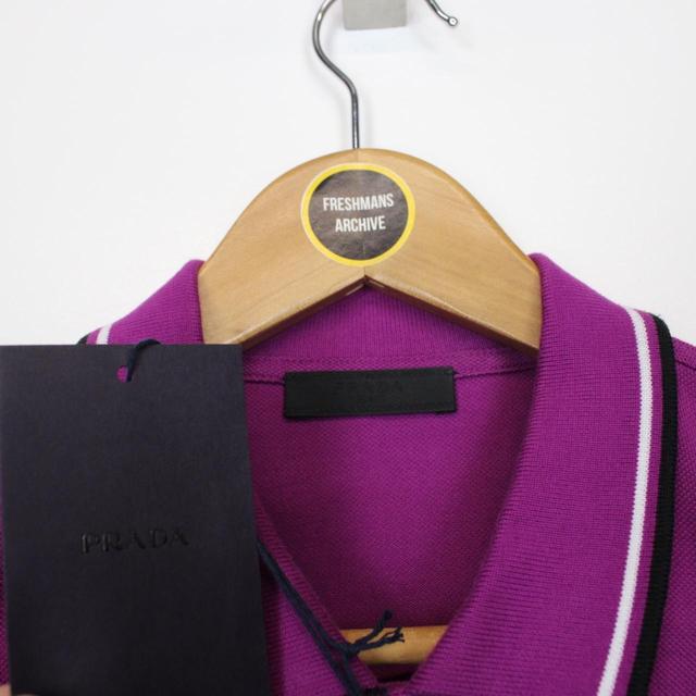 Prada Purple Short Sleeve Cotton Pique Polo Shirt