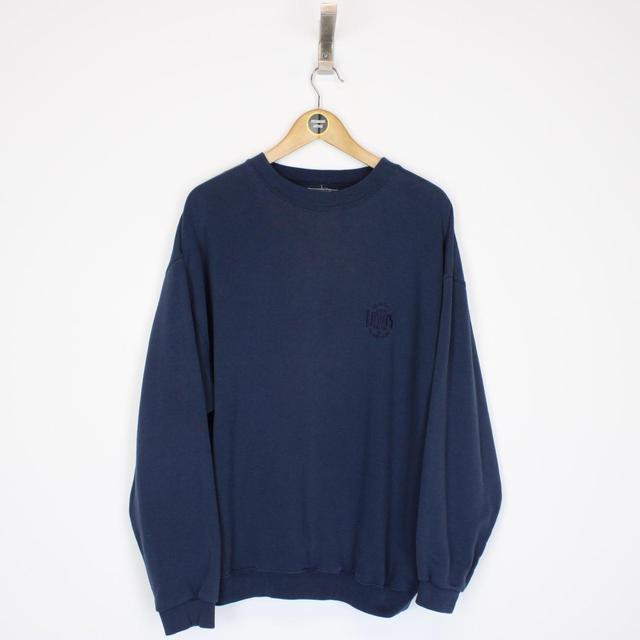 Vintage 90s Levis Navy Blue Crew Neck Spellout Sweatshirt Jumper