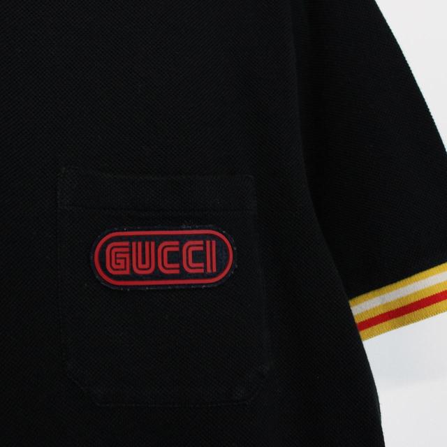 Gucci Black and Yellow Short Sleeve Logo Print Polo Shirt