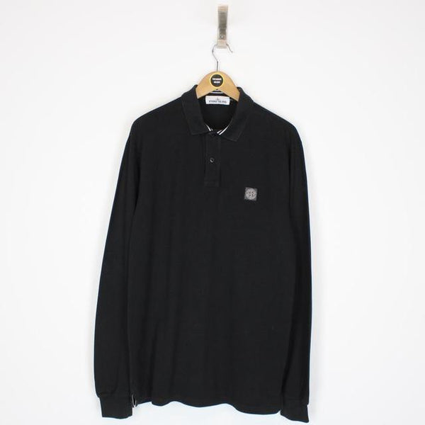 Stone Island AW 2015 Black Long Sleeve Compass Polo Shirt