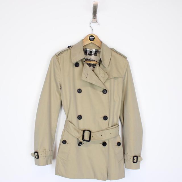 Burberry London Tan Brown Nova Check Double Breasted Belted Trench Coat