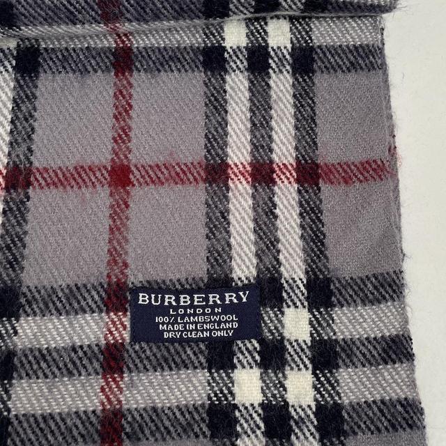 Vintage 90s Burberry Grey Nova Check Lambswool Scarf