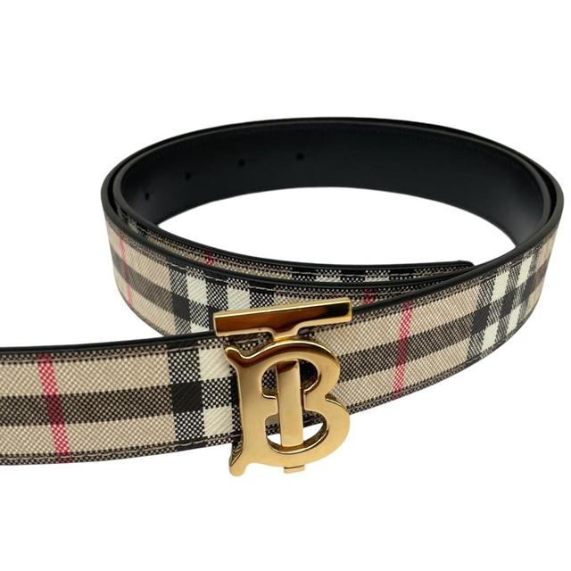 Burberry Beige and Black TB Nova Check Reversible Belt