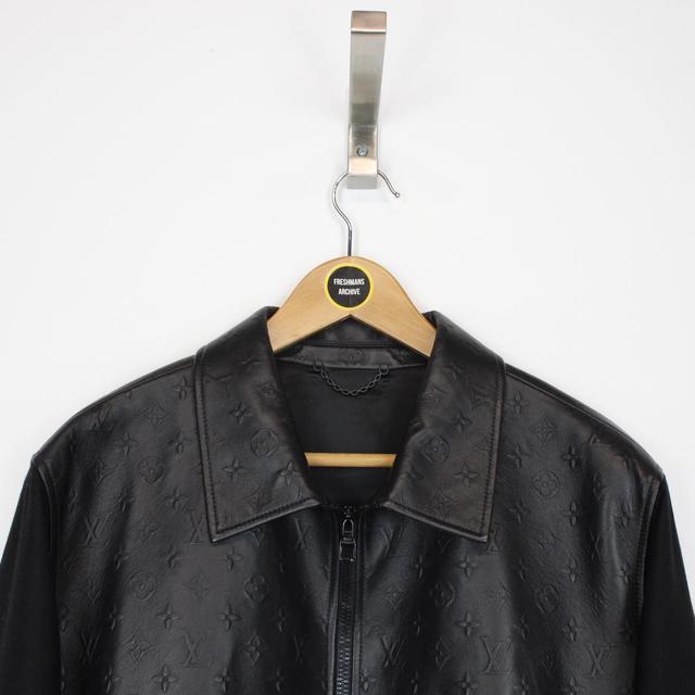 Louis Vuitton Black LV Monogram Embossed Wool and Leather Jacket