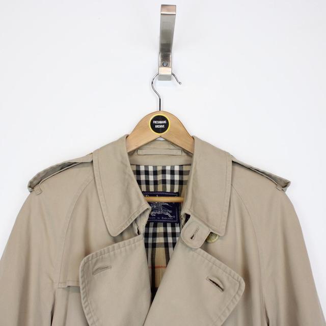 Vintage 90s Burberry Tan Brown Nova Check Double Breasted Belted Trench Coat