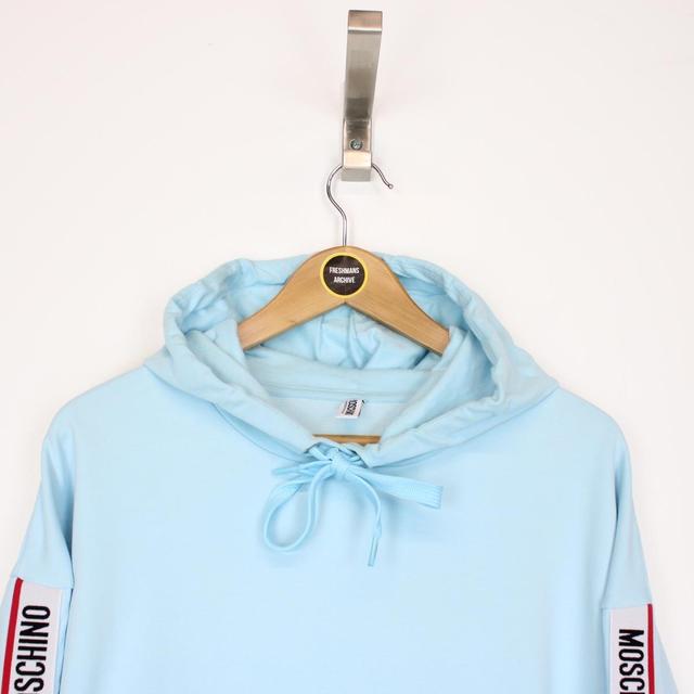 Moschino Underwear Light Blue Tape Logo Arm Hoodie Jumper