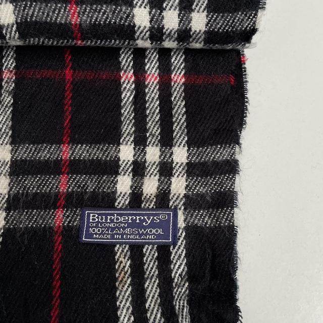 Vintage 90s Burberry Black Nova Check Lambswool Scarf