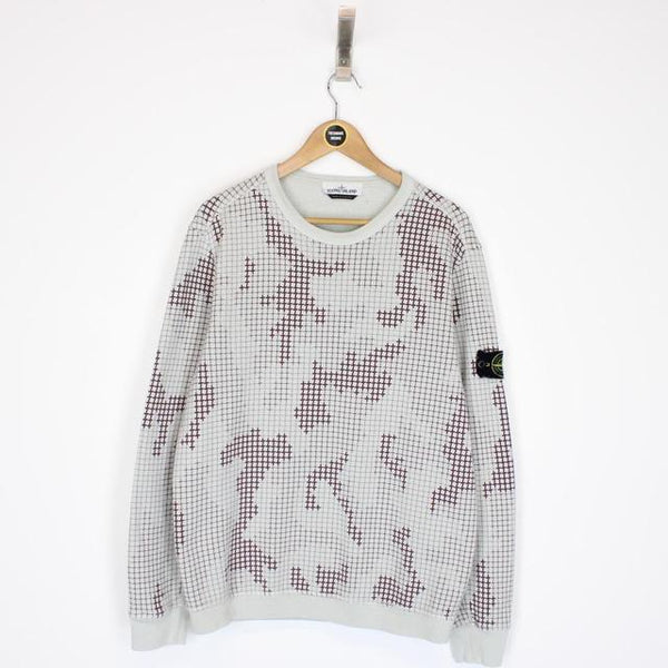 Stone Island AW 2017 Grey Grid Camo Sweatshirt Jumper