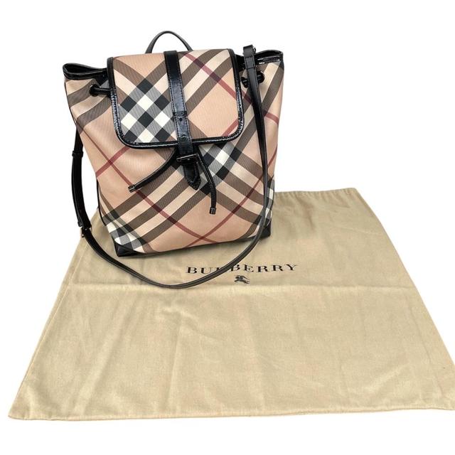 Burberry Beige and Black Nova Check Large Backpack