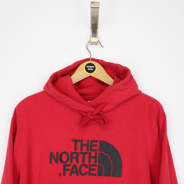 Vintage 00s The North Face Red and Black Spellout Hoodie Jumper