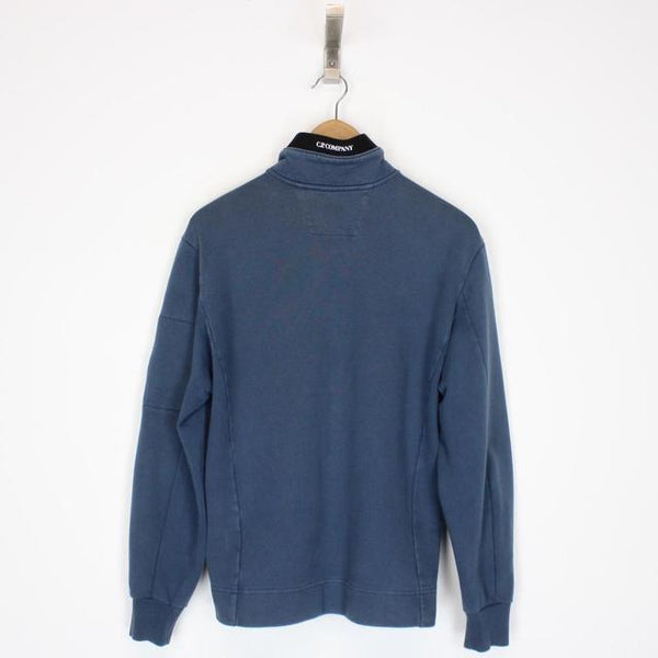 CP Company Blue Diagonal Fleece 1/4 Zip Sweatshirt Jumper