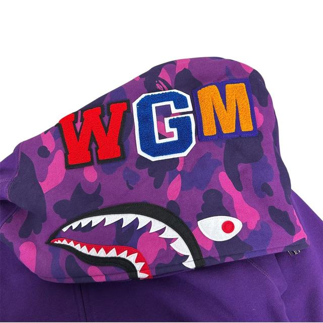 Bape Purple Camo Full Zip WGM Shark Hoodie Jumper