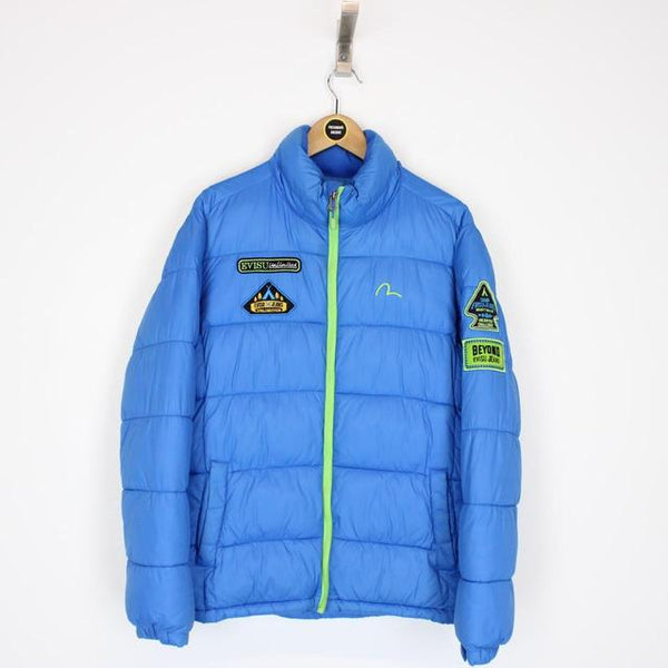 Evisu 2013 Blue and Green Down Full Zip Puffer Jacket