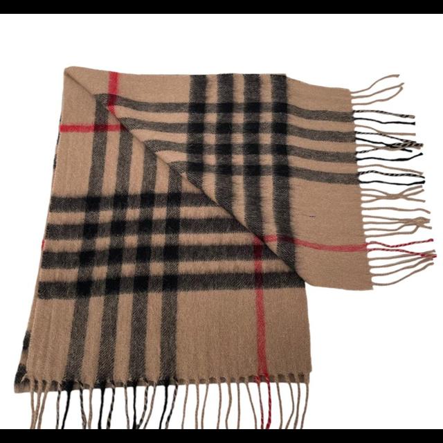 Vintage 90s Burberry Tan Brown Nova Check Lambswool Scarf